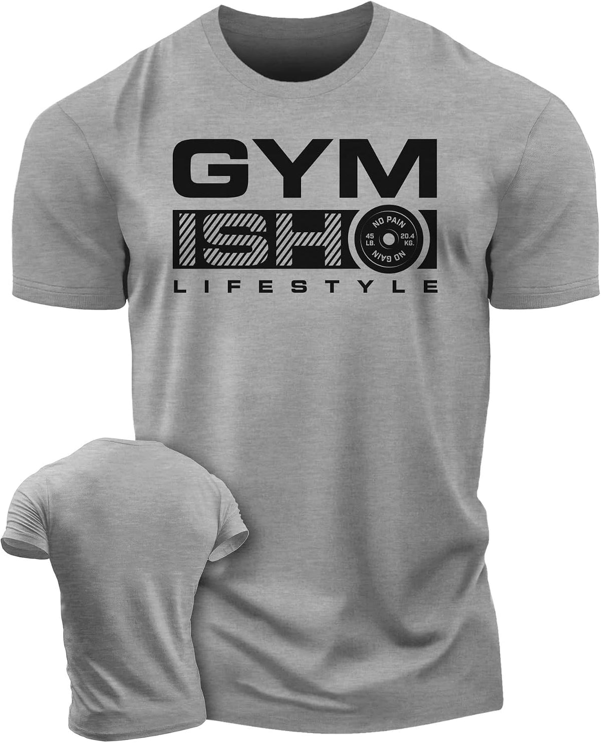 No Pain No Gain Gym Shirts Workout Weightlifting Muscle T-Shirts for Men - 2. Gymish No Pain Grey