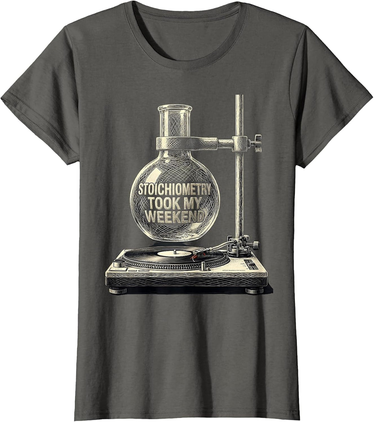 Women's Stoichiometry Took My Weekend Funny Chemistry Science Humor T-Shirt - Asphalt Grey