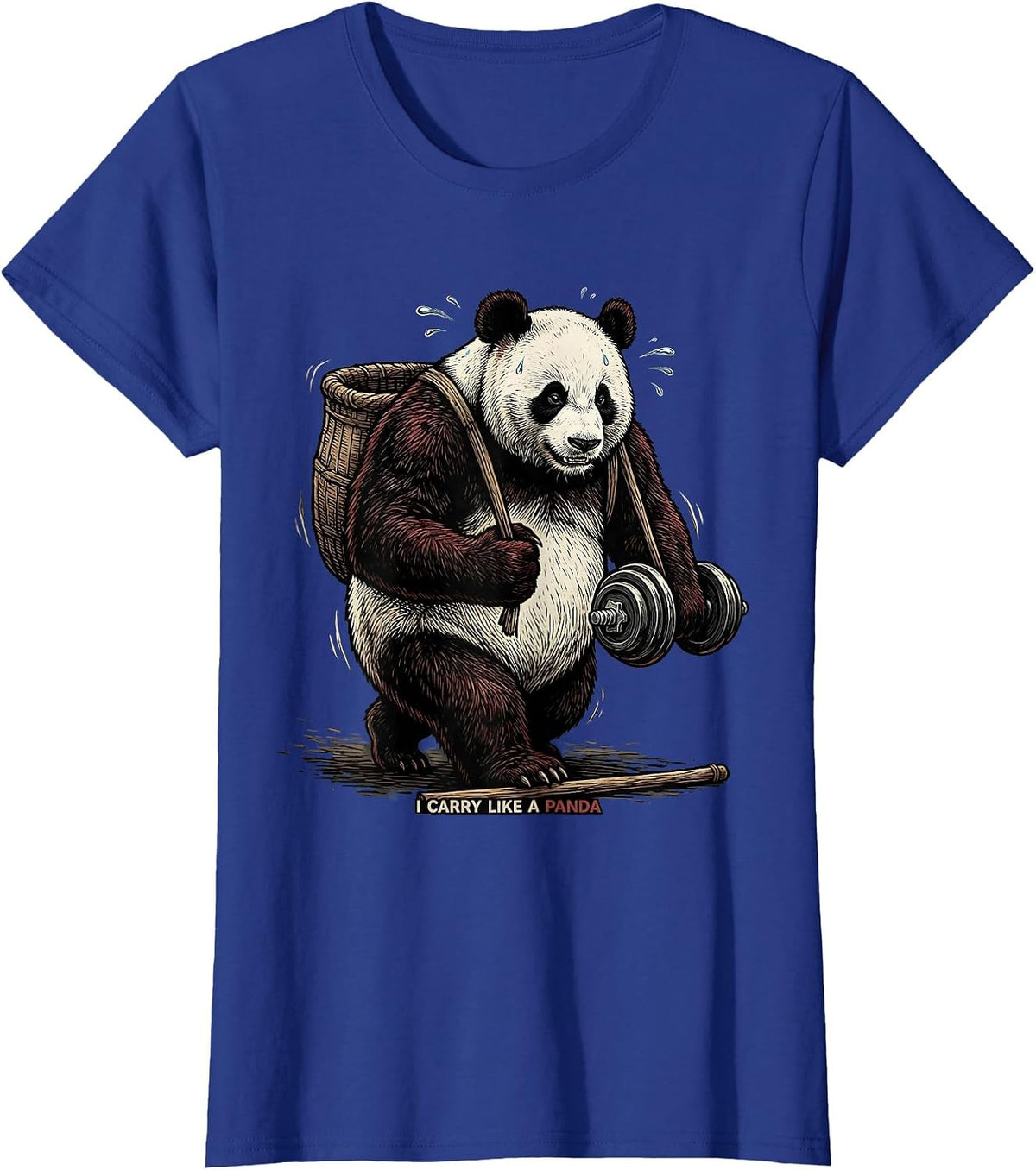 Women's I Carry Like A Panda Funny Gym Panda Weightlifting Workout T-Shirt - Royal Blue