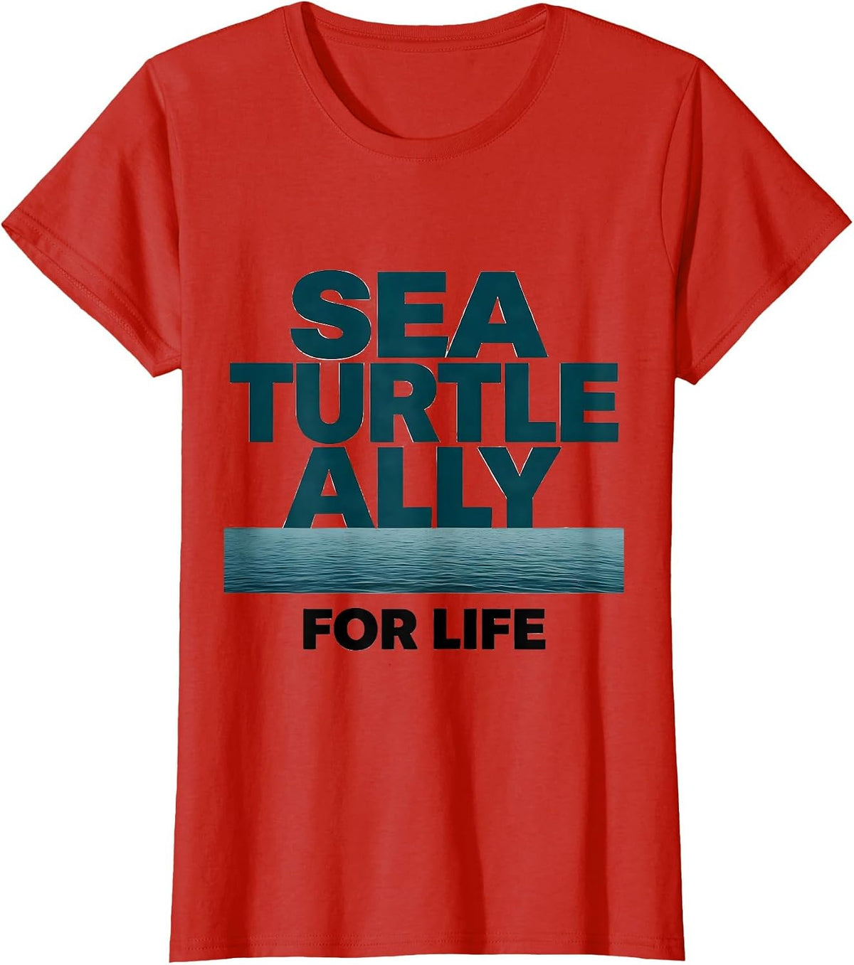 Women's Sea Turtle Ally For Life Beach Souvenir Tropical Vacation T-Shirt - Red