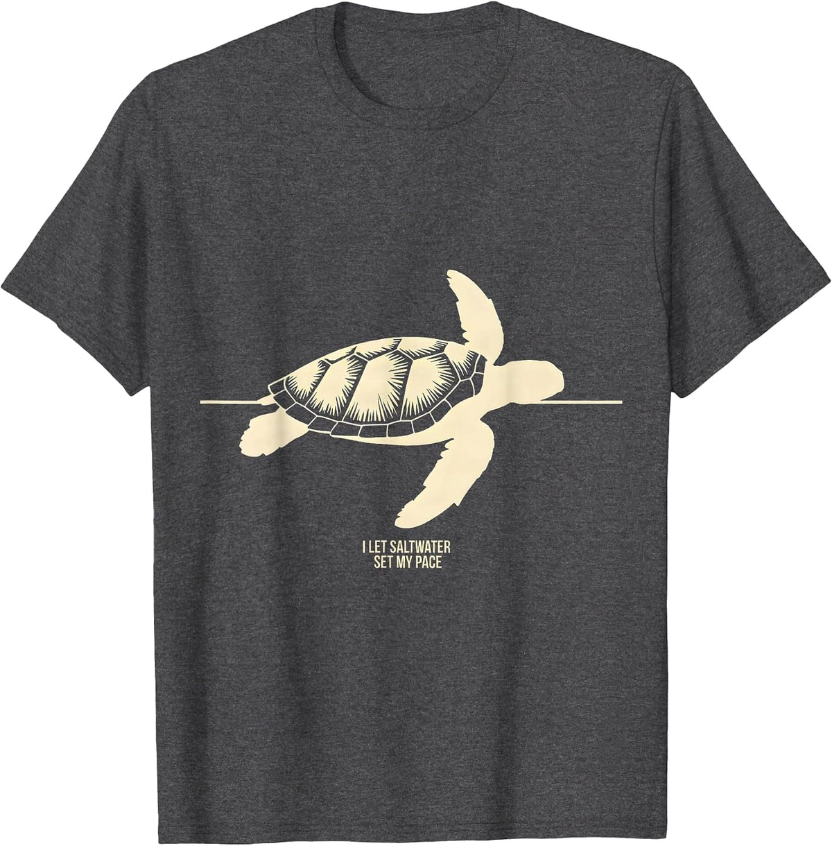 Men's I Let Saltwater Set My Pace Funny Sea Turtle Lover Beach T-Shirt - Dark Heather Grey