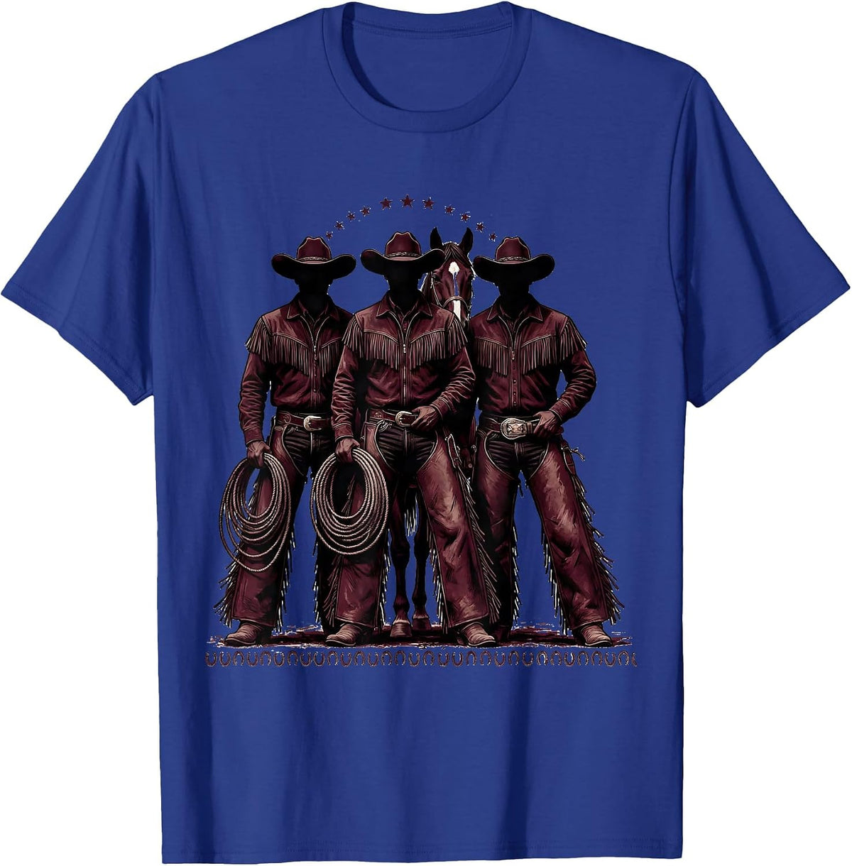 Men's Black Rodeo Riders Monochromatic Western Pride Cowgirl T-Shirt - Royal Blue