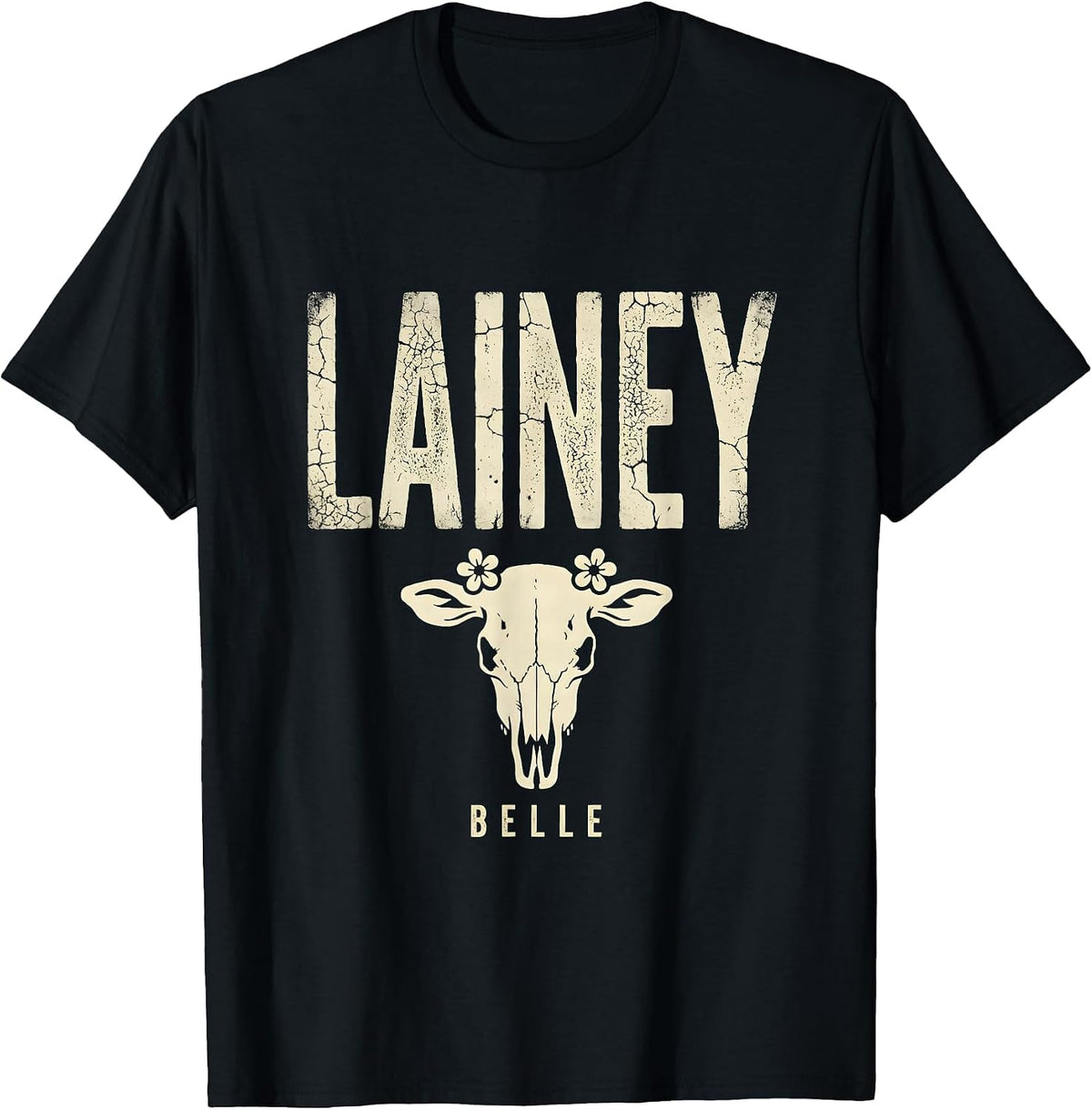 Men's Lainey Belle Boho Western Cowgirl Personalized Name Gift T-Shirt - Black