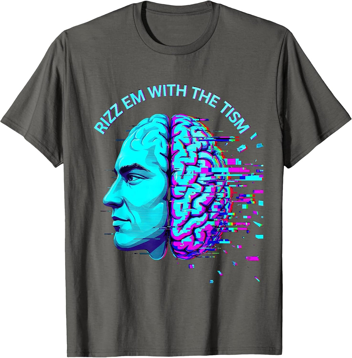 Men's Rizz Em With The Tism Autism Awareness Design T-Shirt - Asphalt Grey