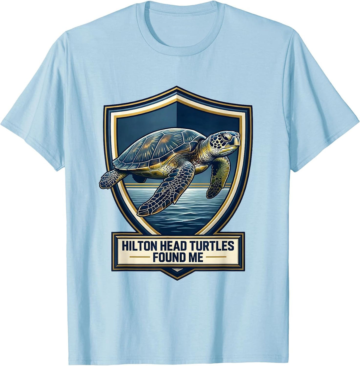 Men's Hilton Head Turtles Found Me Emblem Sea Turtle Lover Coastal T-Shirt - Baby Blue