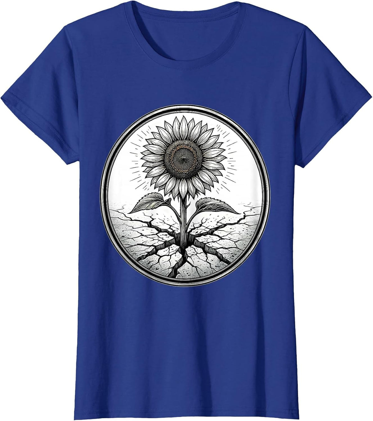 Women's School Counselor Sunflower Through Pavement Design T-Shirt - Royal Blue