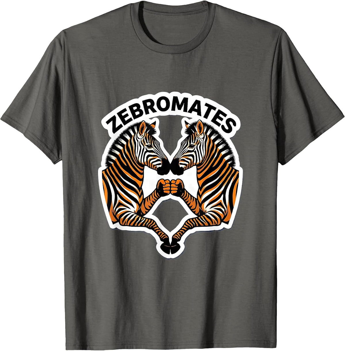 Zebromates Funny Zebra Duo Gym Humor Animal Lover T-Shirt - Asphalt Grey