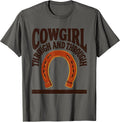 Cowgirl Through And Through Vintage Western Rodeo Pride T-Shirt - Asphalt Grey