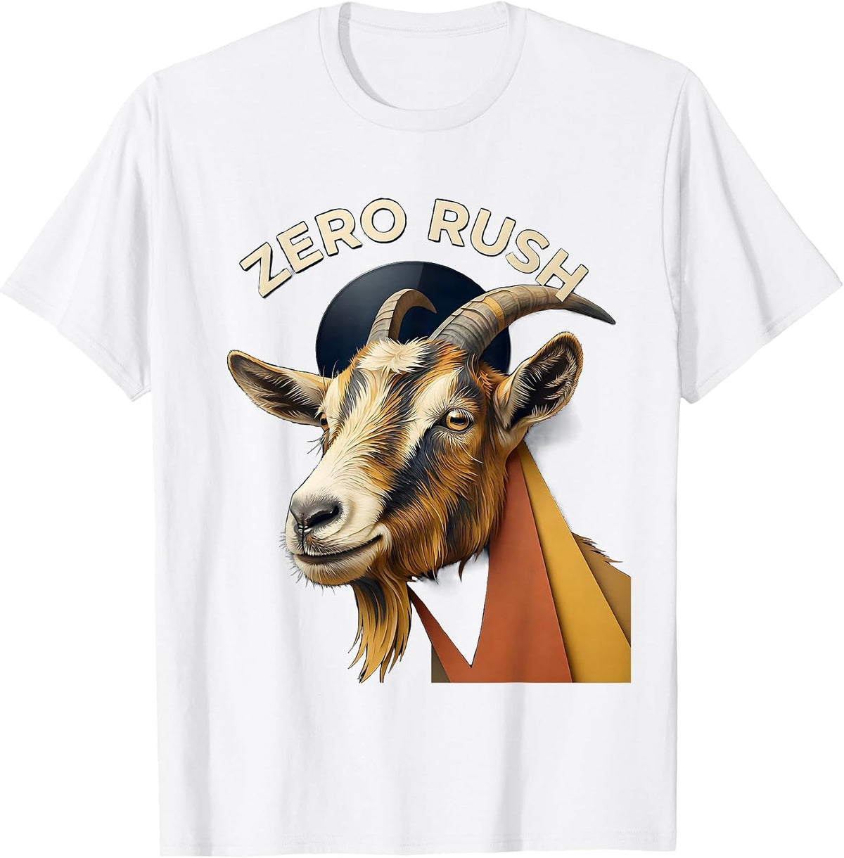 Zero Rush Paper Cutout Goat Wearing Sunglasses Funny Animal T-Shirt - White