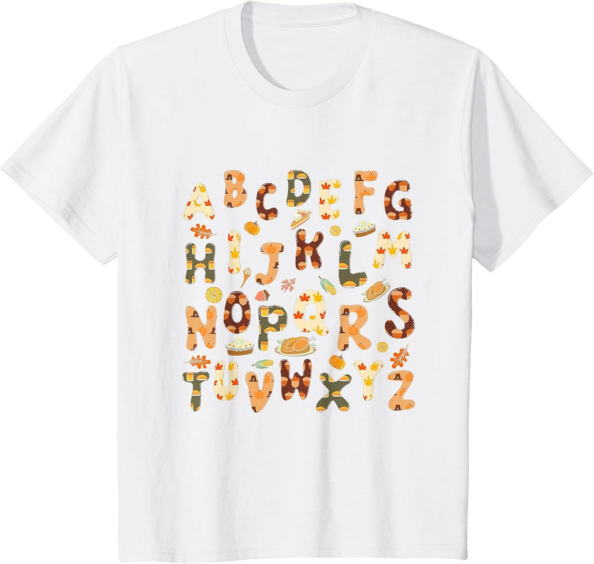 Thanksgiving ABC Alphabet Turkey Day Fall Leaves Teacher T-Shirt - White
