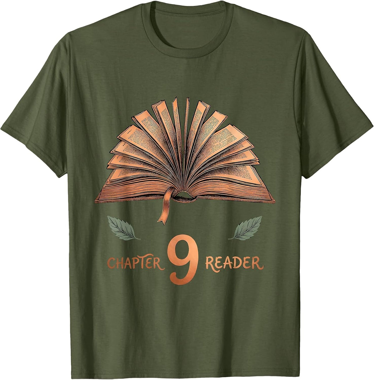 Men's Chapter 9 Reader Boho Typography Bookworm Birthday Gift T-Shirt - Olive Green