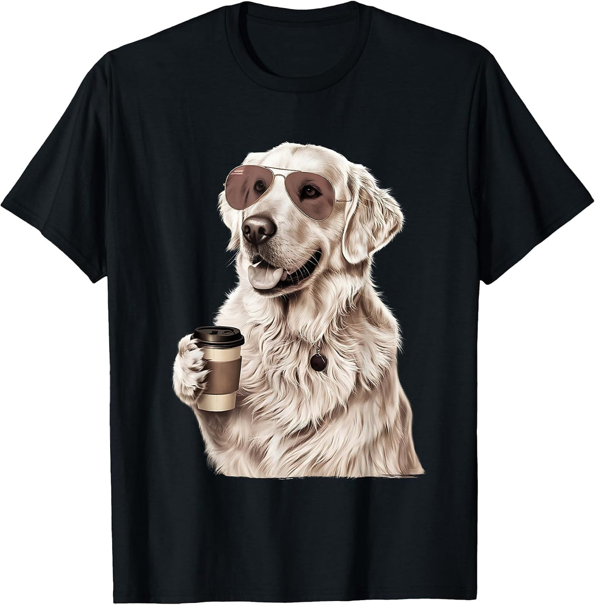 English Cream Golden Retriever Coffee Dog Mom Dad T-Shirt - Black