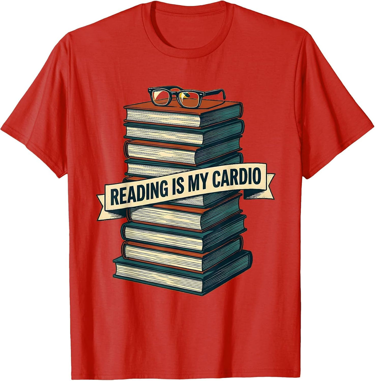 Men's Reading Is My Cardio English Teacher Design T-Shirt - Red