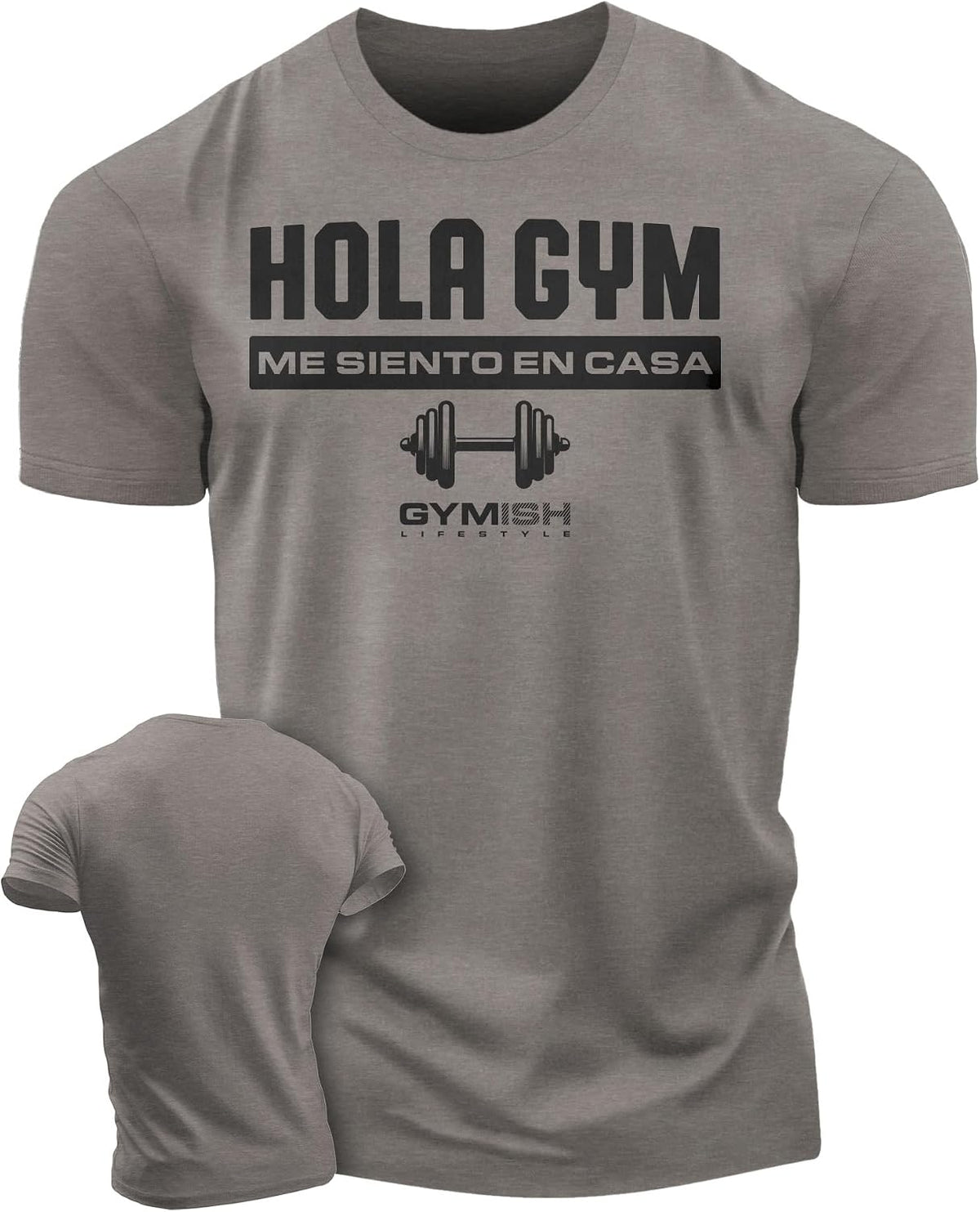 Gymish Spanish Adicto a entrenar Motivational Gift T-Shirt Workout Men's Shirt - 03. Hello Gym Warmgrey