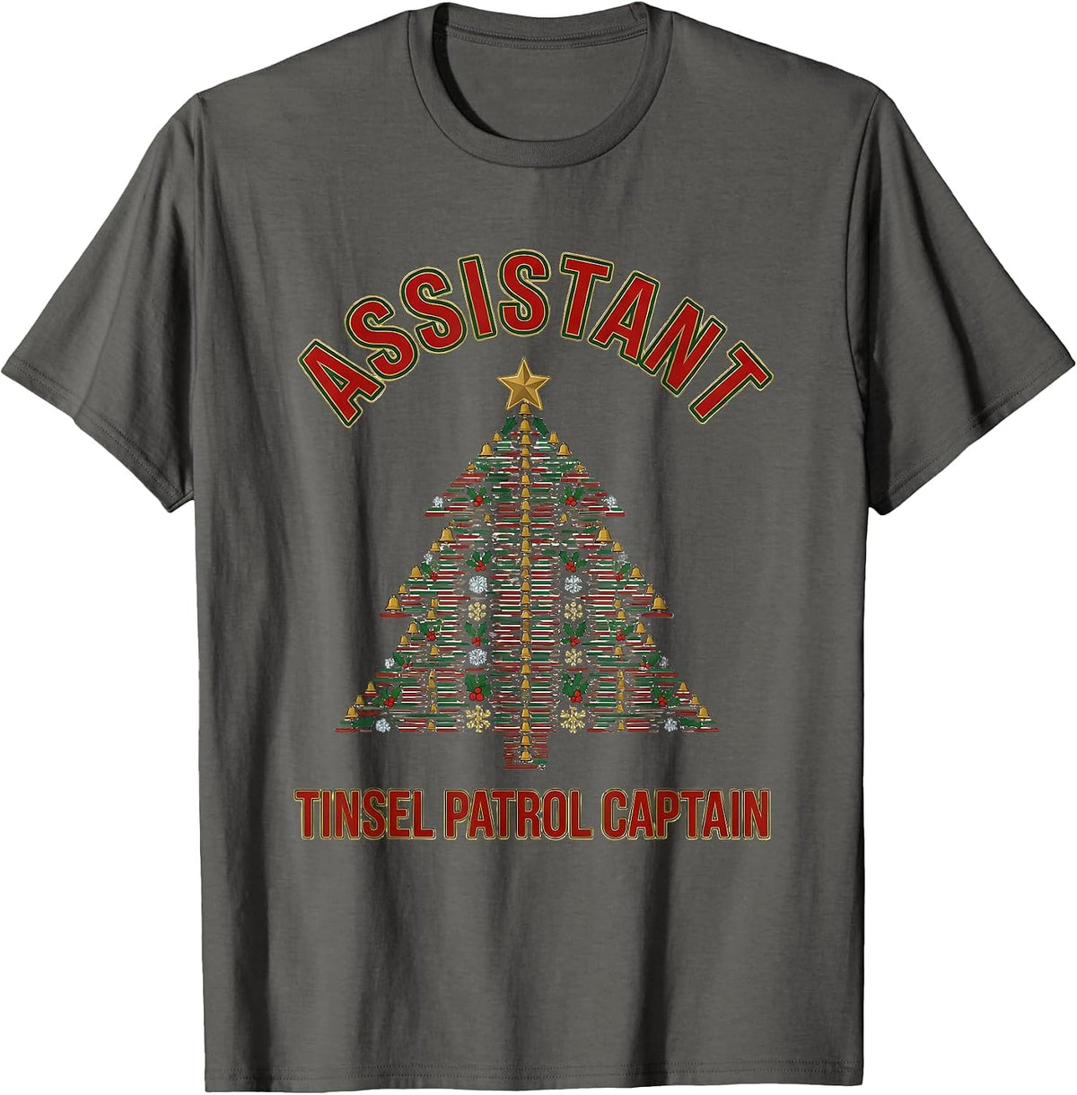 Men's Assistant Tinsel Patrol Captain Funny Dental Assistant T-Shirt - Asphalt Grey