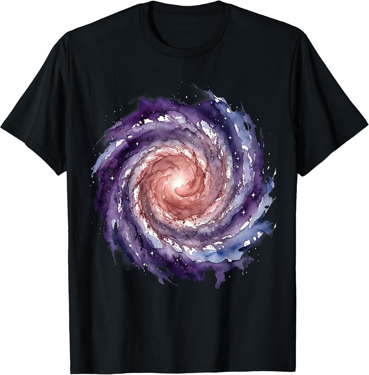 Men's Spiral Galaxy Deep Space Illustration T-Shirt - Black