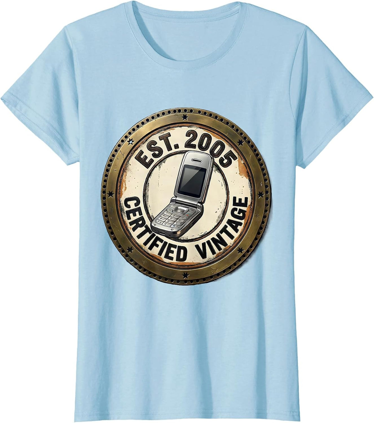 Est. 2005 Certified Vintage Vintage Birth-Year Stamp T-Shirt - Baby Blue