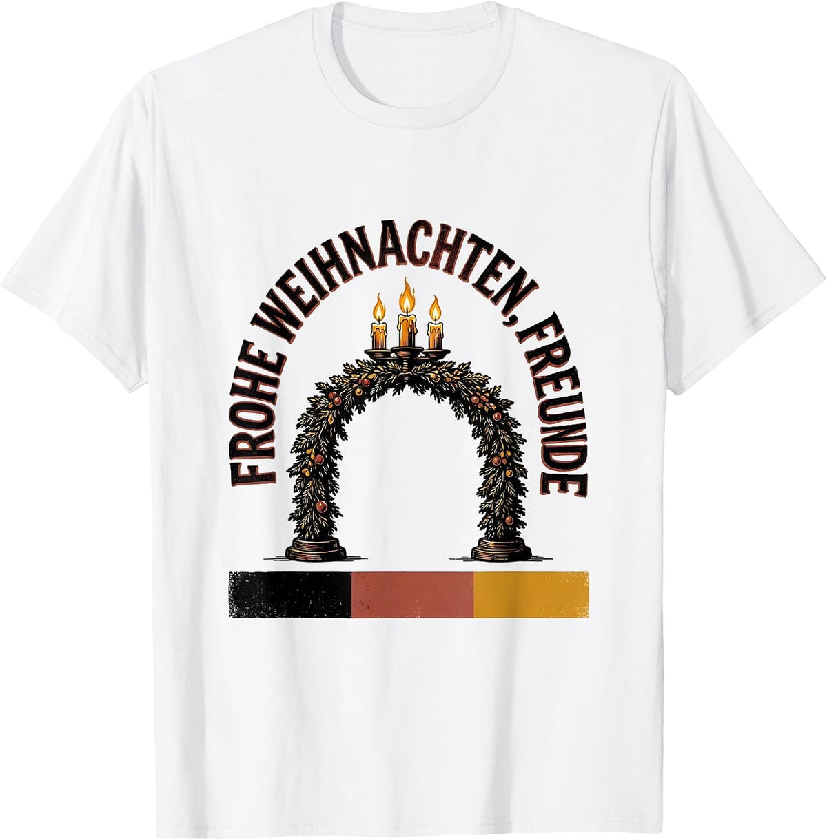 Men's Frohe Weihnachten Freunde Vintage German Heritage Holiday T-Shirt - White