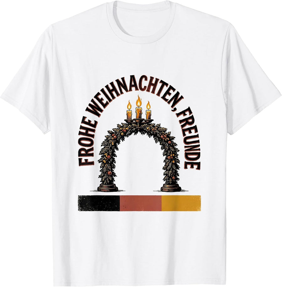Men's Frohe Weihnachten Freunde Vintage German Heritage Holiday T-Shirt - White