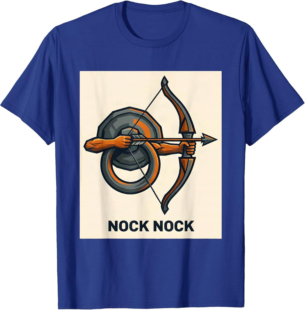 Men's Nock Nock Funny Deer Hunting Archery Hunter Dad Gift T-Shirt - Royal Blue