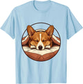 Men's Sleeping Pembroke Welsh Corgi Cozy Pajama Loungewear T-Shirt - Baby Blue
