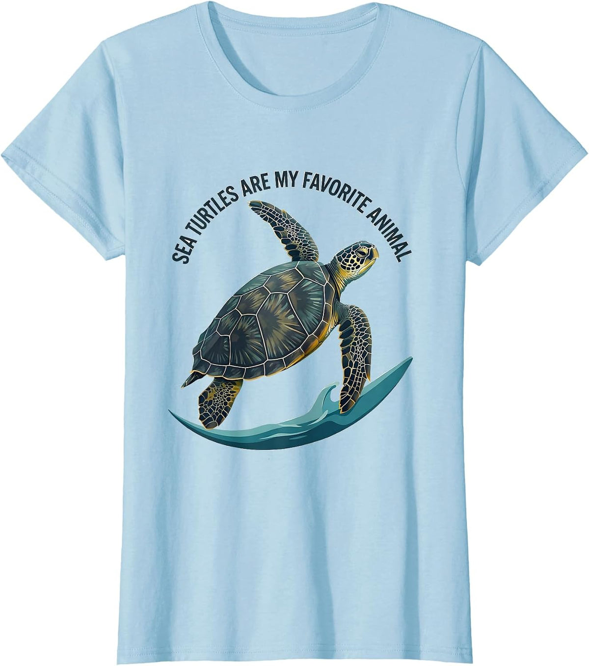 Women's Sea Turtles Are My Favorite Animal Midcentury Modern Ocean T-Shirt - Baby Blue