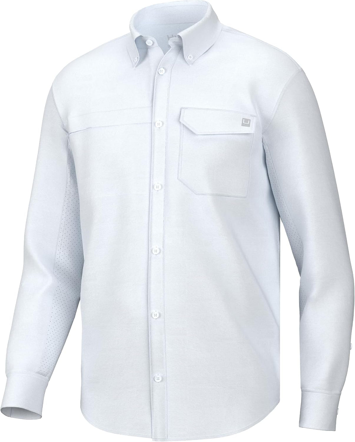 HUK Men's Tide Point Solid Long Sleeve Button Down Shirt (Available in 3X-Large) - White