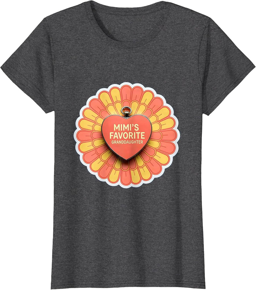 Women's Mimi's Favorite Granddaughter Funny Grandma Grandchild T-Shirt - Dark Heather Grey