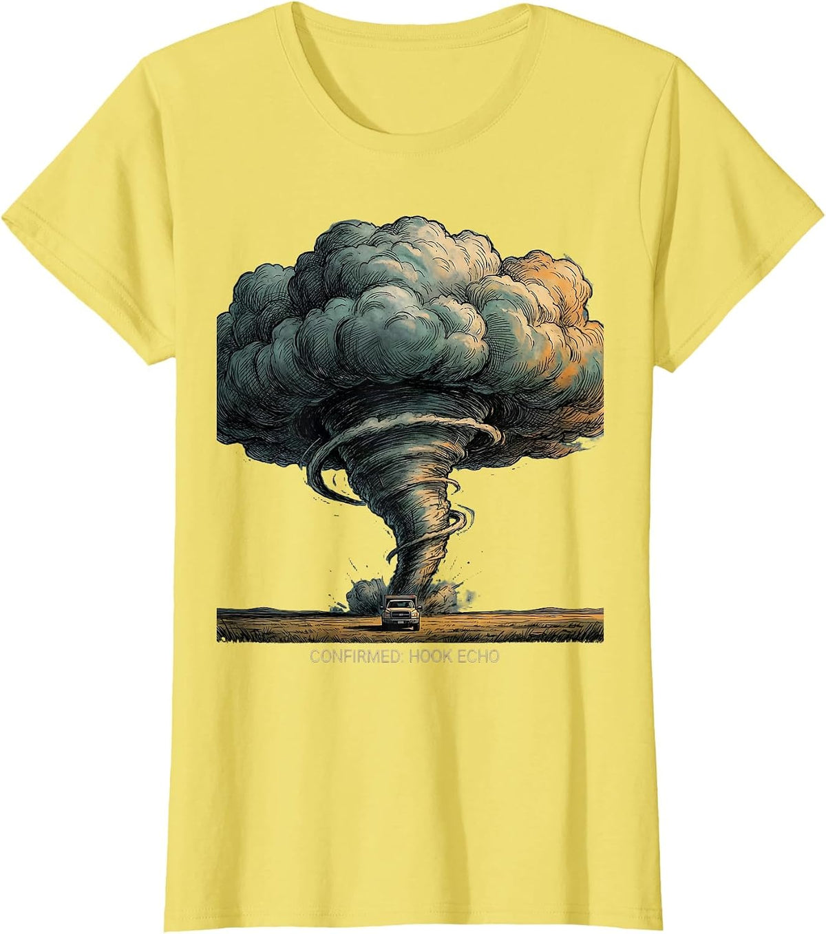 Confirmed Hook Echo Tornado Chaser Meteorology Enthusiast T-Shirt - Lemon Yellow