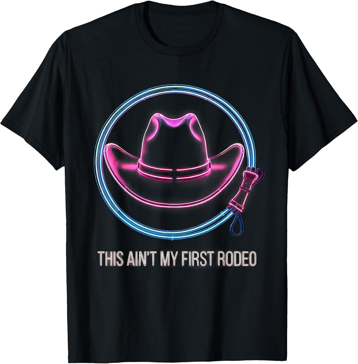 Men's This Ain't My First Rodeo Cowgirl Design T-Shirt - Black