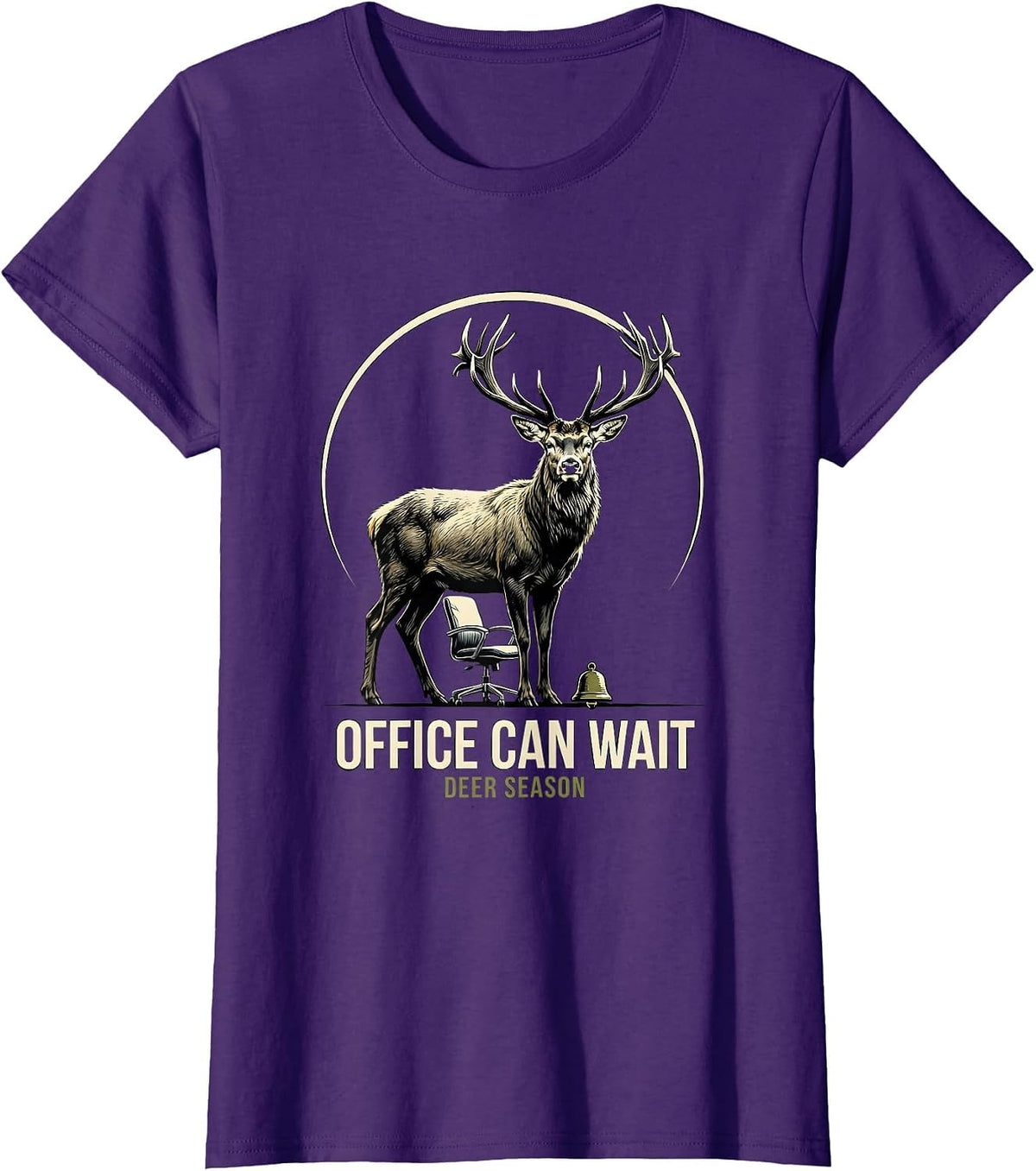 Women's Office Can Wait Deer Season Funny Hunting Dad Gift T-Shirt - Purple