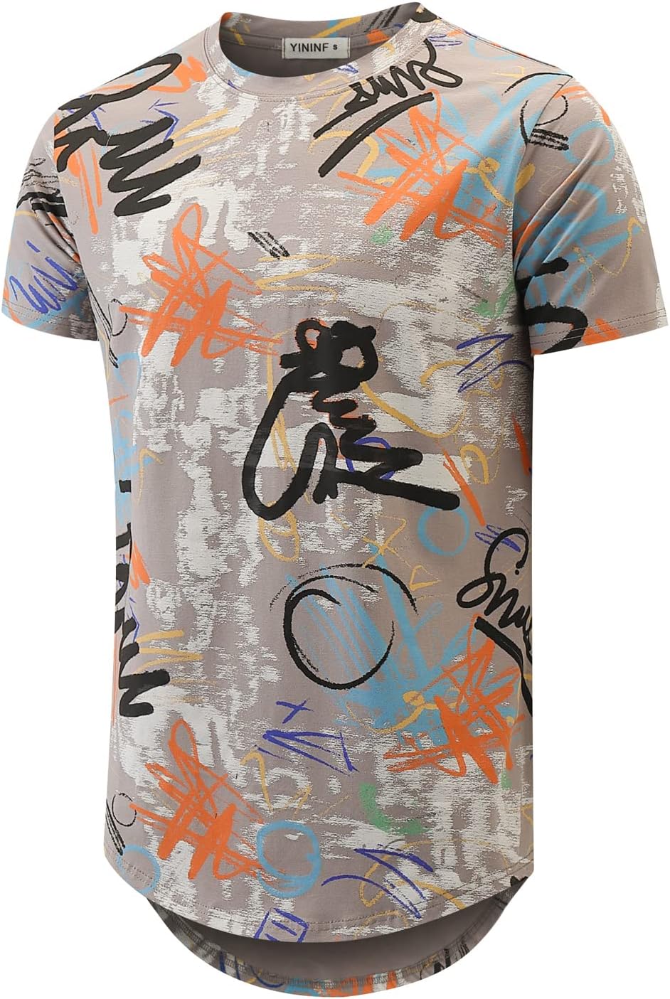 YININF Mens Hipster Hip Hop Short Sleeve Print T-Shirt Shirts Men - Gray