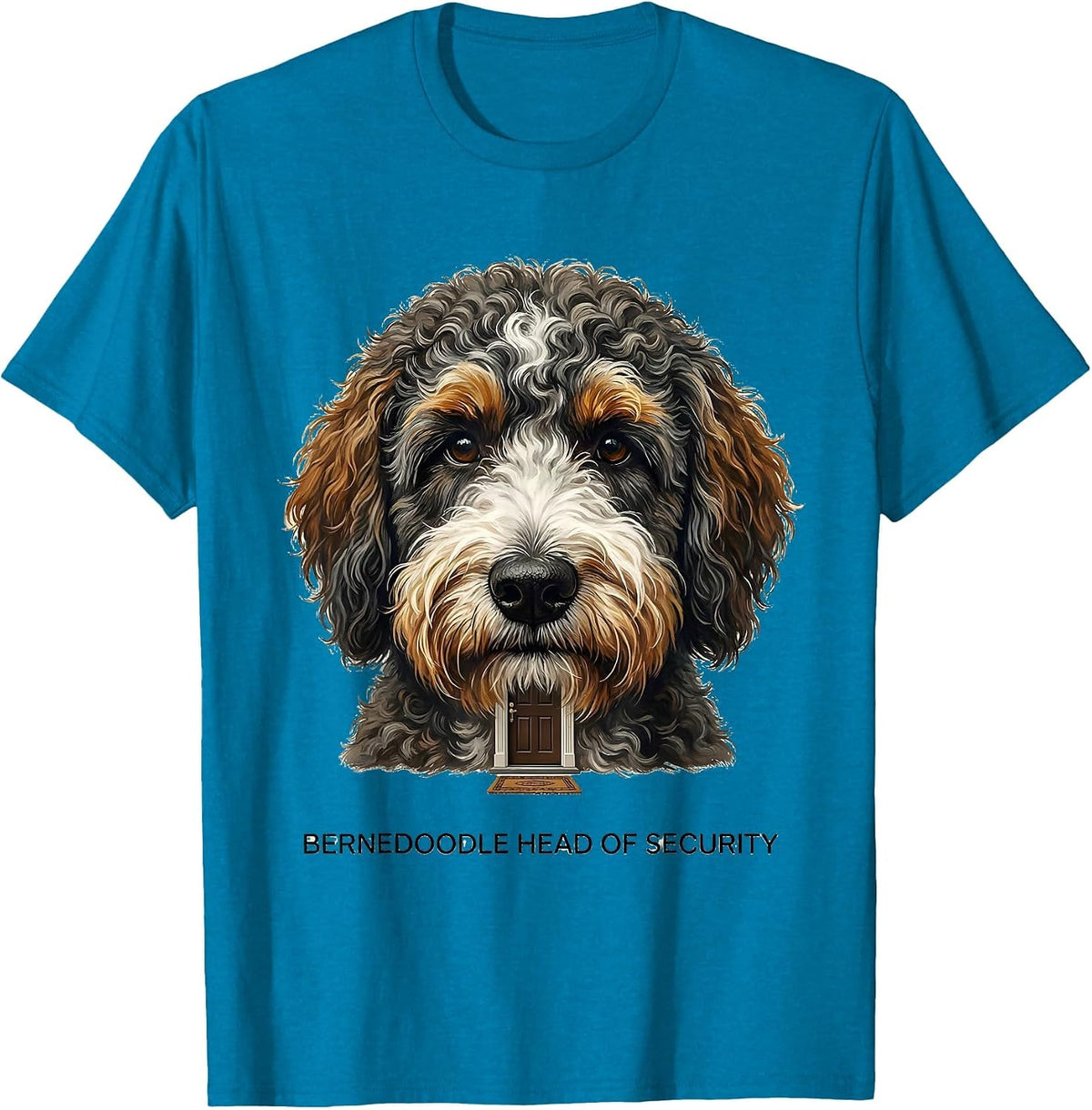 Bernedoodle Head of Security Funny Dog Mom Doodle Owner T-Shirt - Sapphire Blue