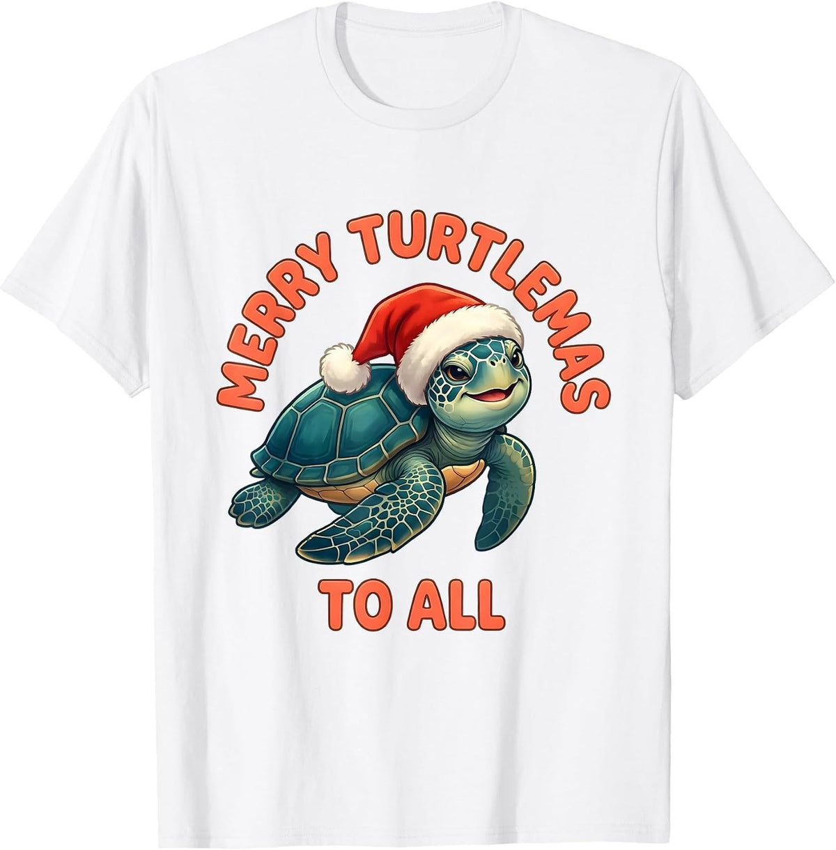 Merry Turtlemas To All Cute Kawaii Sea Turtle Santa Hat T-Shirt - White