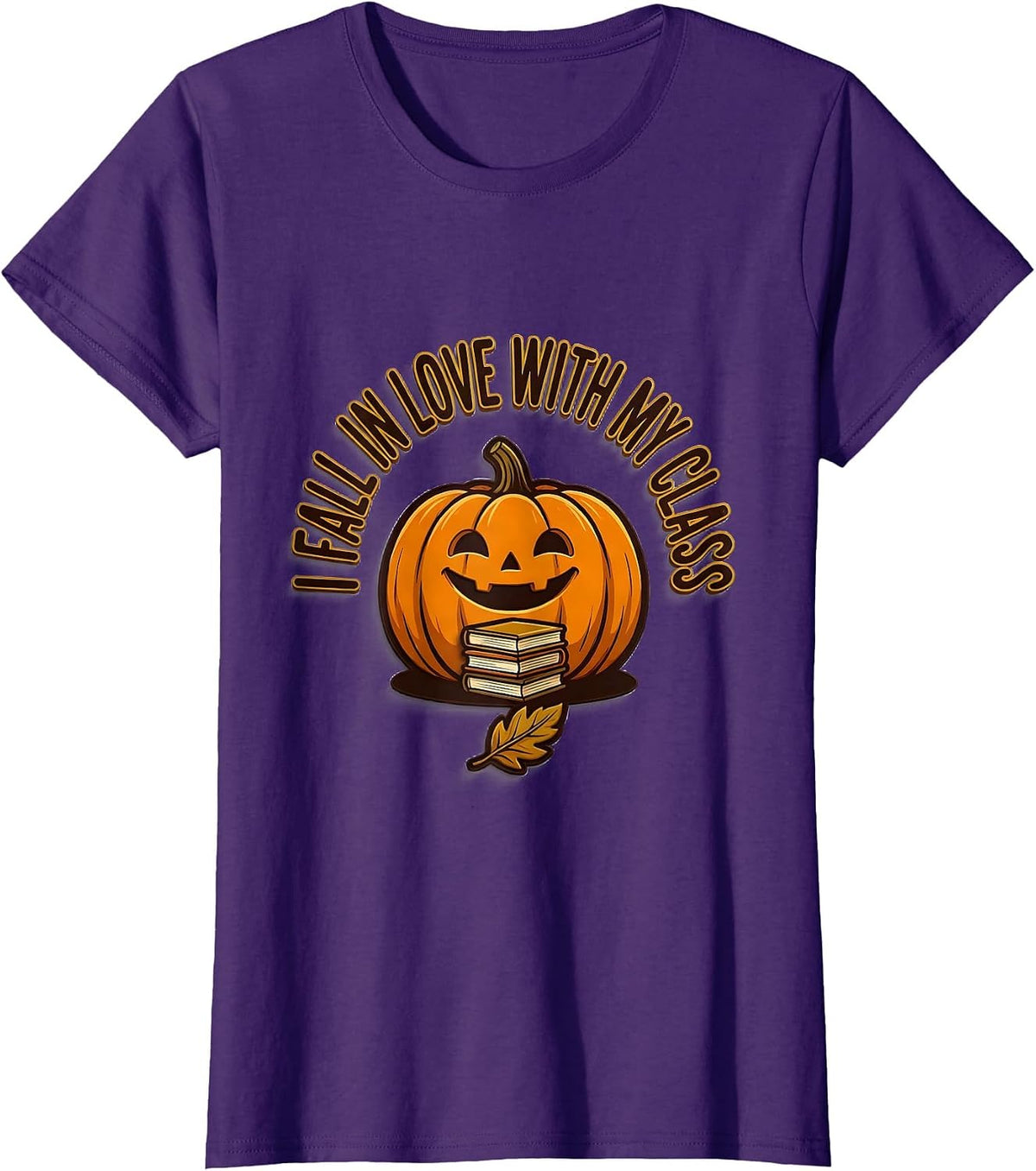 Women's I Fall In Love With My Class Teacher Autumn Preschool T-Shirt - Purple