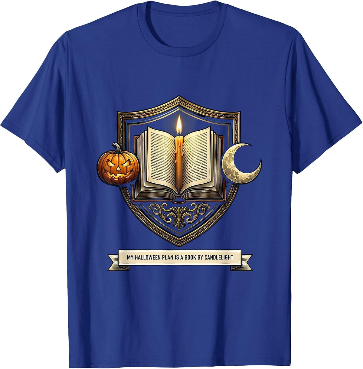 My Halloween Plan Is A Book By Candlelight Bookworm T-Shirt - Royal Blue