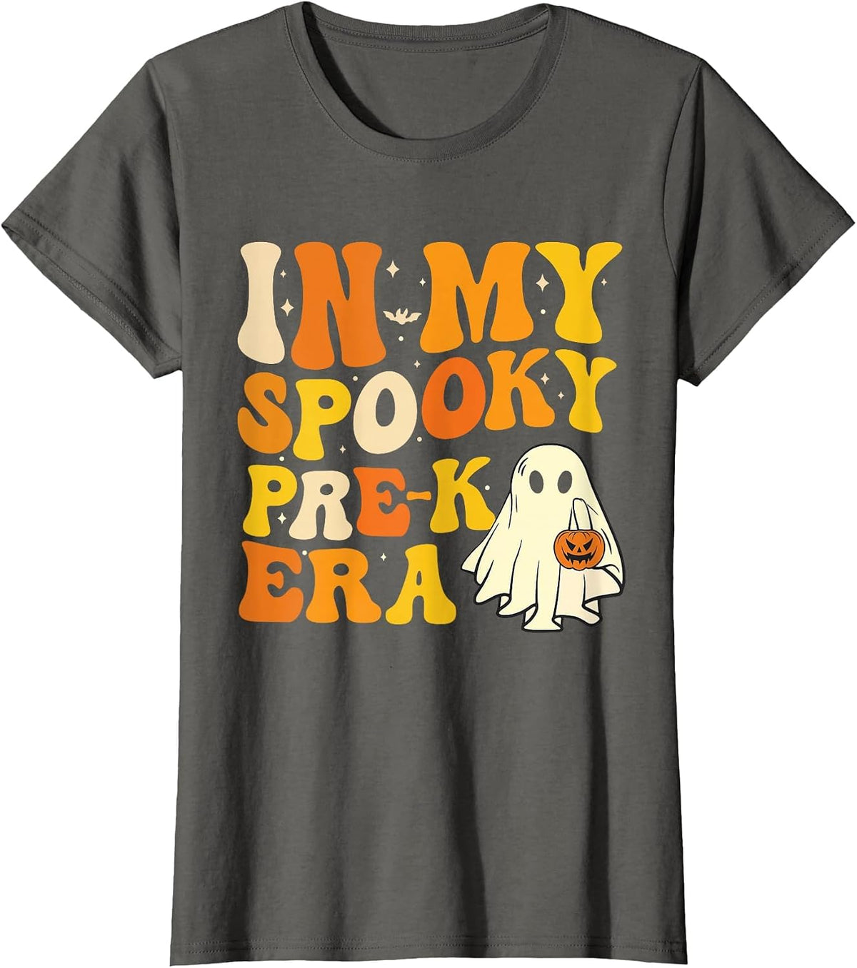 in My Spooky PRE-K Teacher Era Funny Halloween Costume Tee T-Shirt - Asphalt Grey