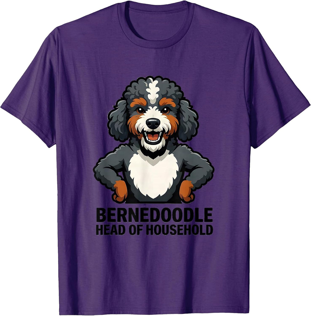 Men's Bernedoodle Head Of Household Funny Dog Lover Mascot T-Shirt - Purple
