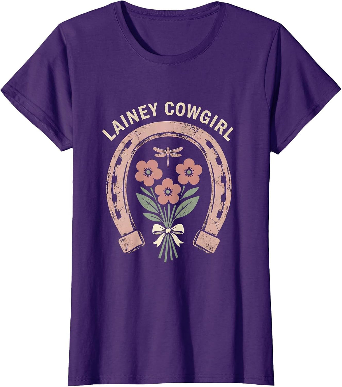 Women's Lainey Cowgirl Floral Boho Western Name Gift for Girls T-Shirt - Purple