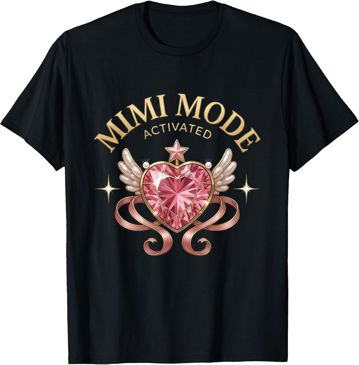 Men's Mimi Mode Activated Grandma Life Design T-Shirt - Black