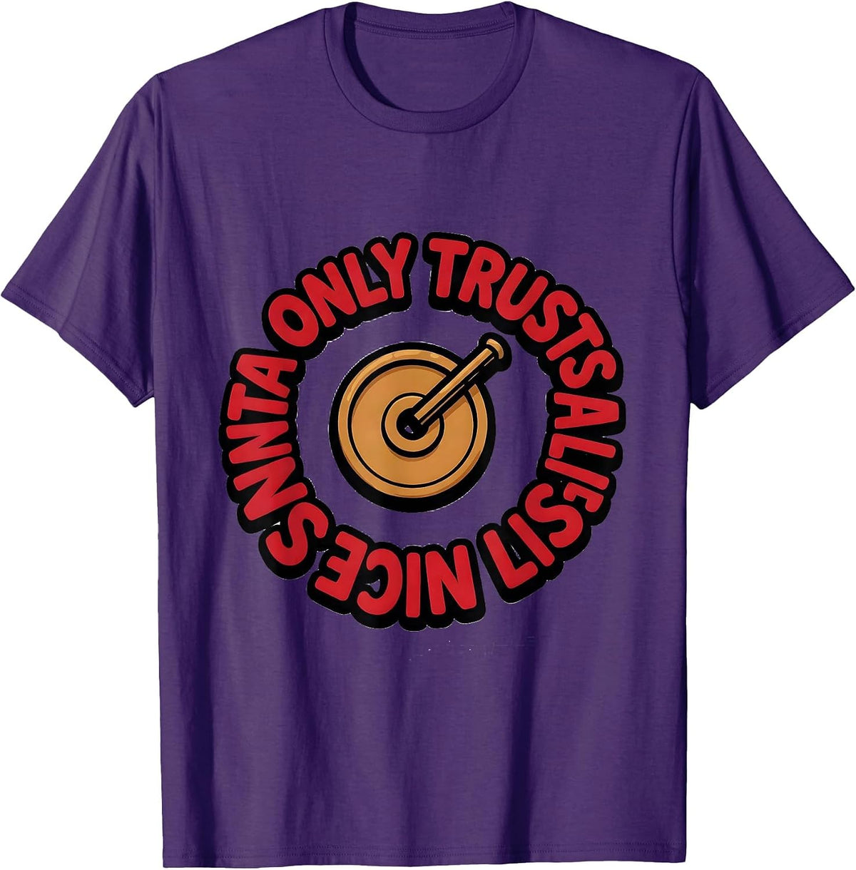 Men's Santa Only Trusts A Lifted Nice List Funny Gym Christmas T-Shirt - Purple