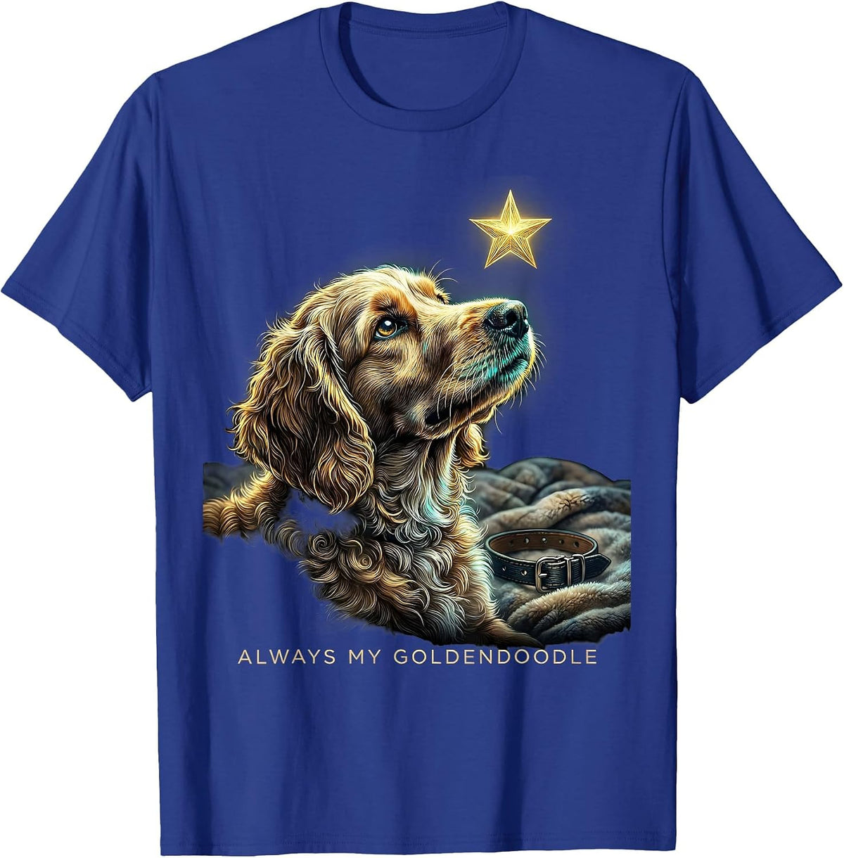 Always My Goldendoodle Luminescent Botanical Breed Tribute T-Shirt - Royal Blue