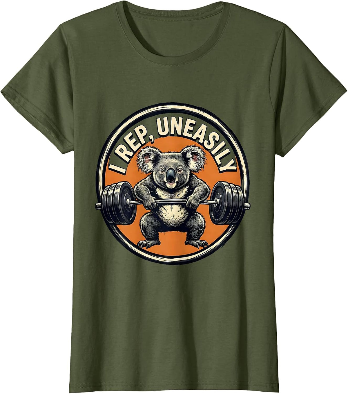 Women's I Rep, Uneasily Funny Gym Workout Weightlifting Humor T-Shirt - Olive Green