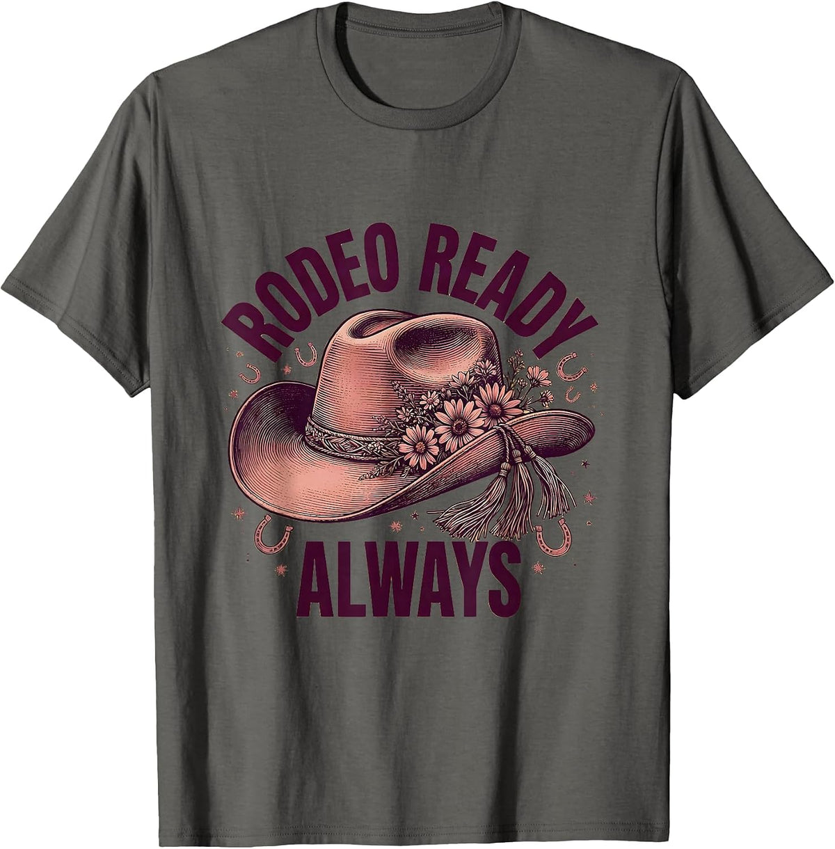 Rodeo Ready Always Cowgirl Girls Design T-Shirt - Asphalt Grey