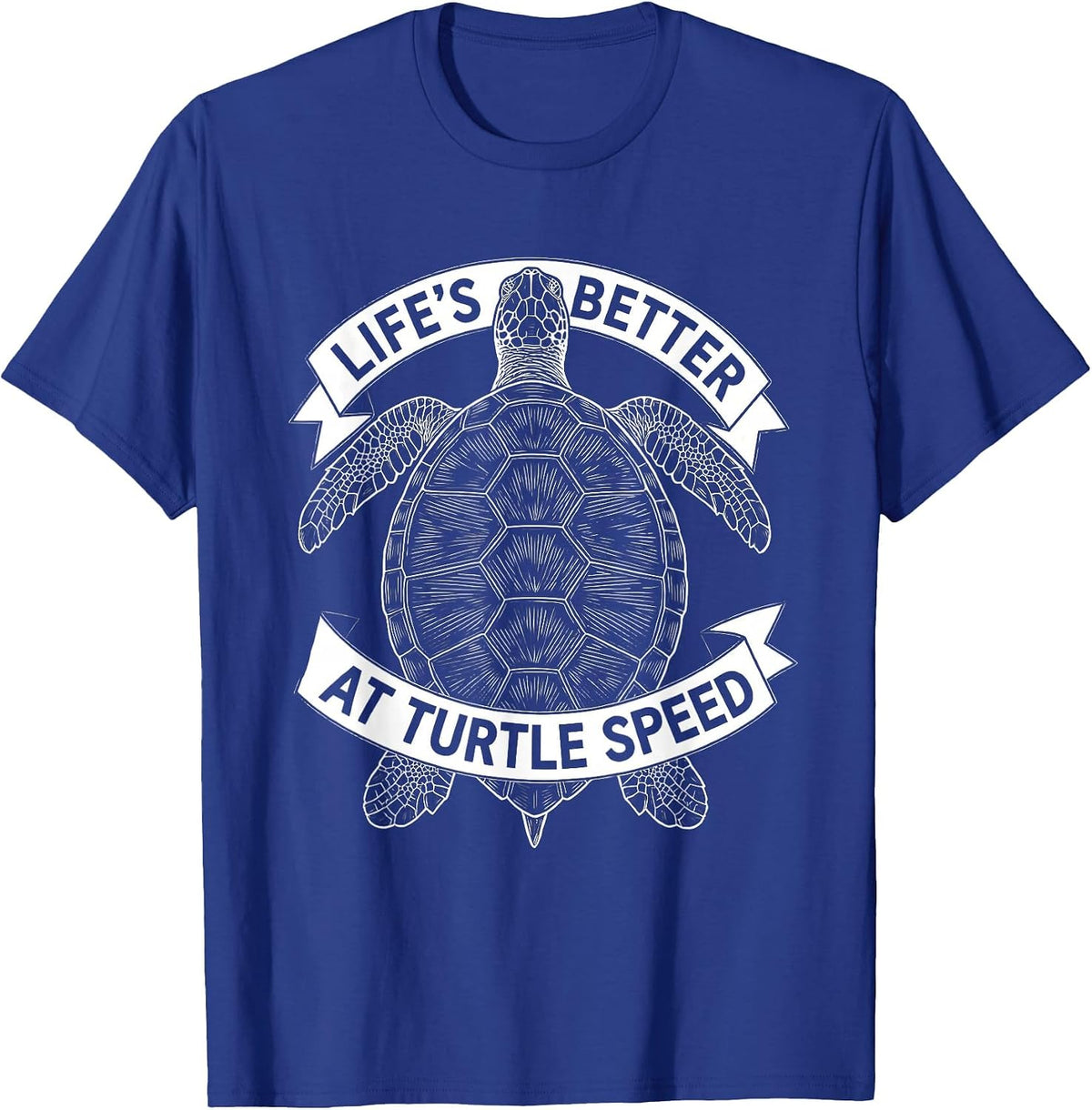 Men's Life's Better At Turtle Speed Graphic Design T-Shirt - Royal Blue