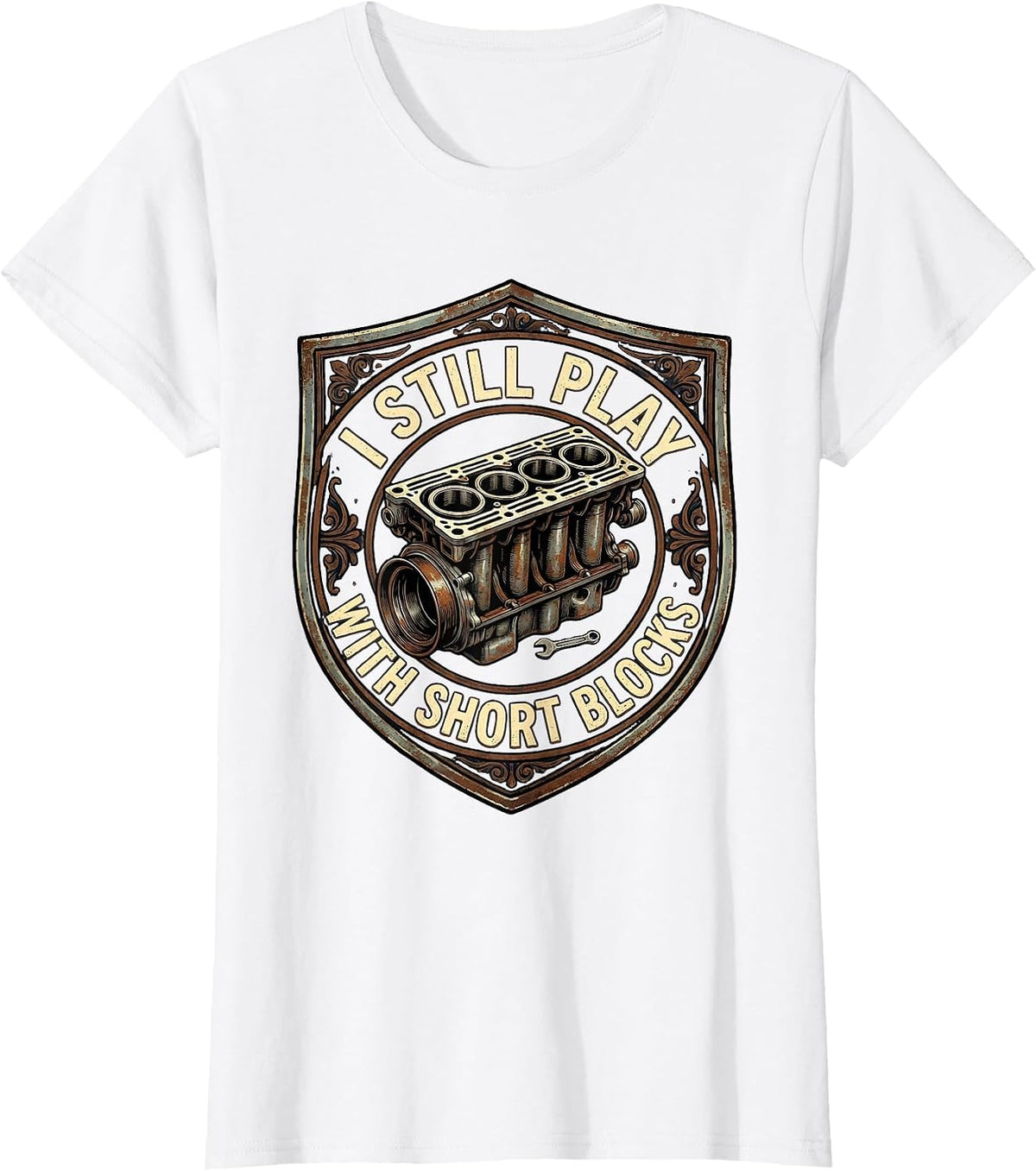 I Still Play With Blocks Vintage Mechanic Auto Technician T-Shirt - White