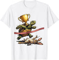 Funny Turtle Wins Sprint Race Against Rabbit T-Shirt - White