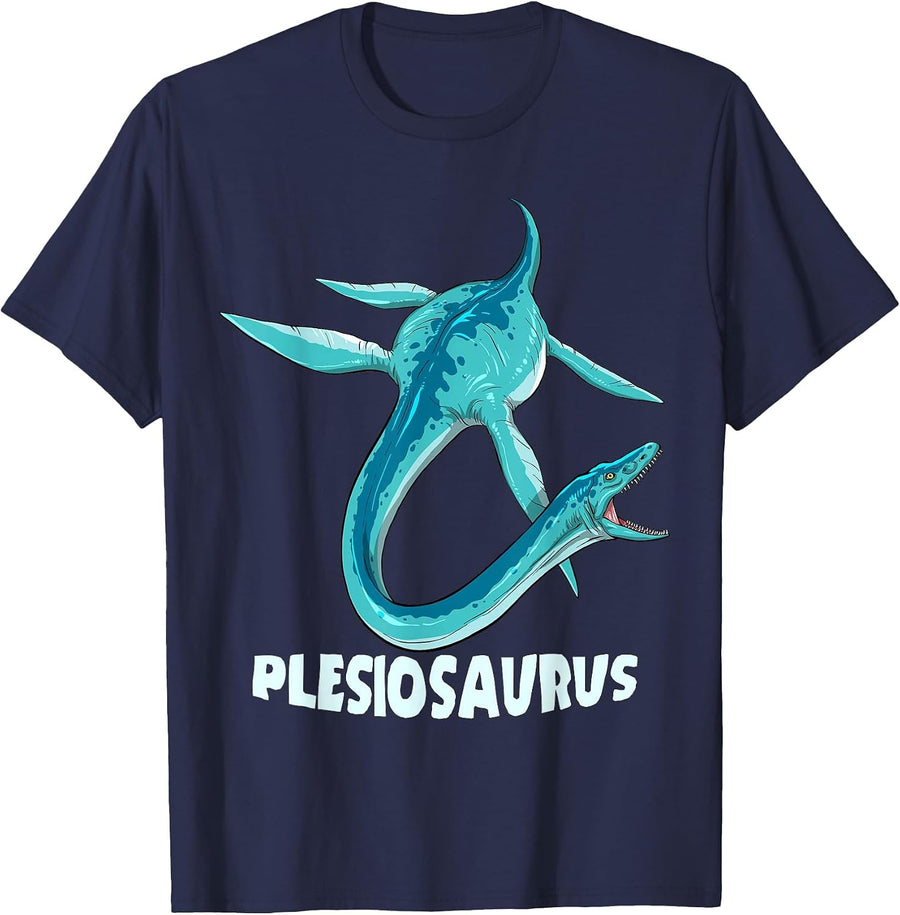 Plesiosaurus Plesiosaur Prehistoric Design T-Shirt - Navy Blue