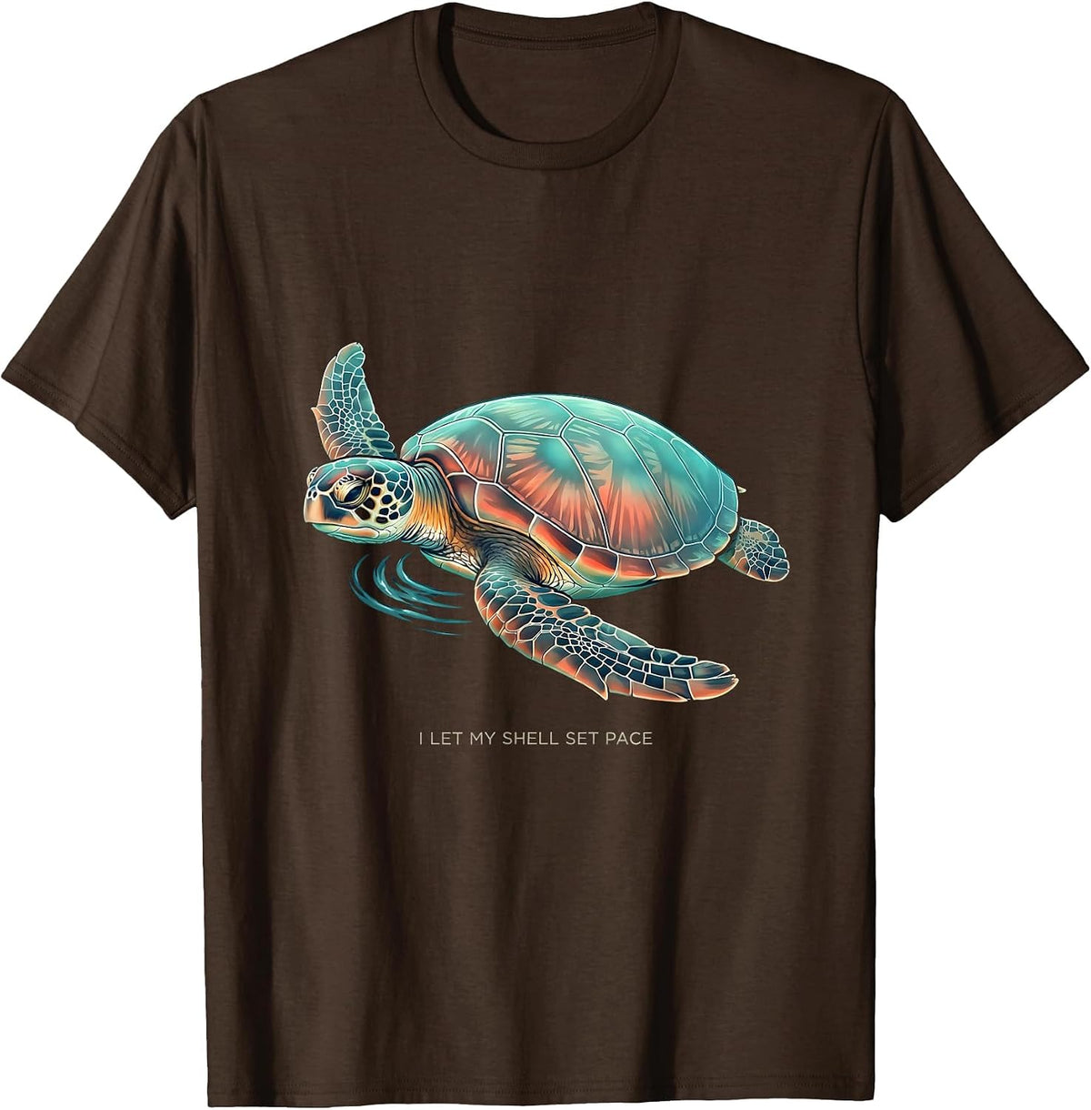 I Let My Shell Set Pace Gradient Sea Turtle Ocean Animal T-Shirt - Brown