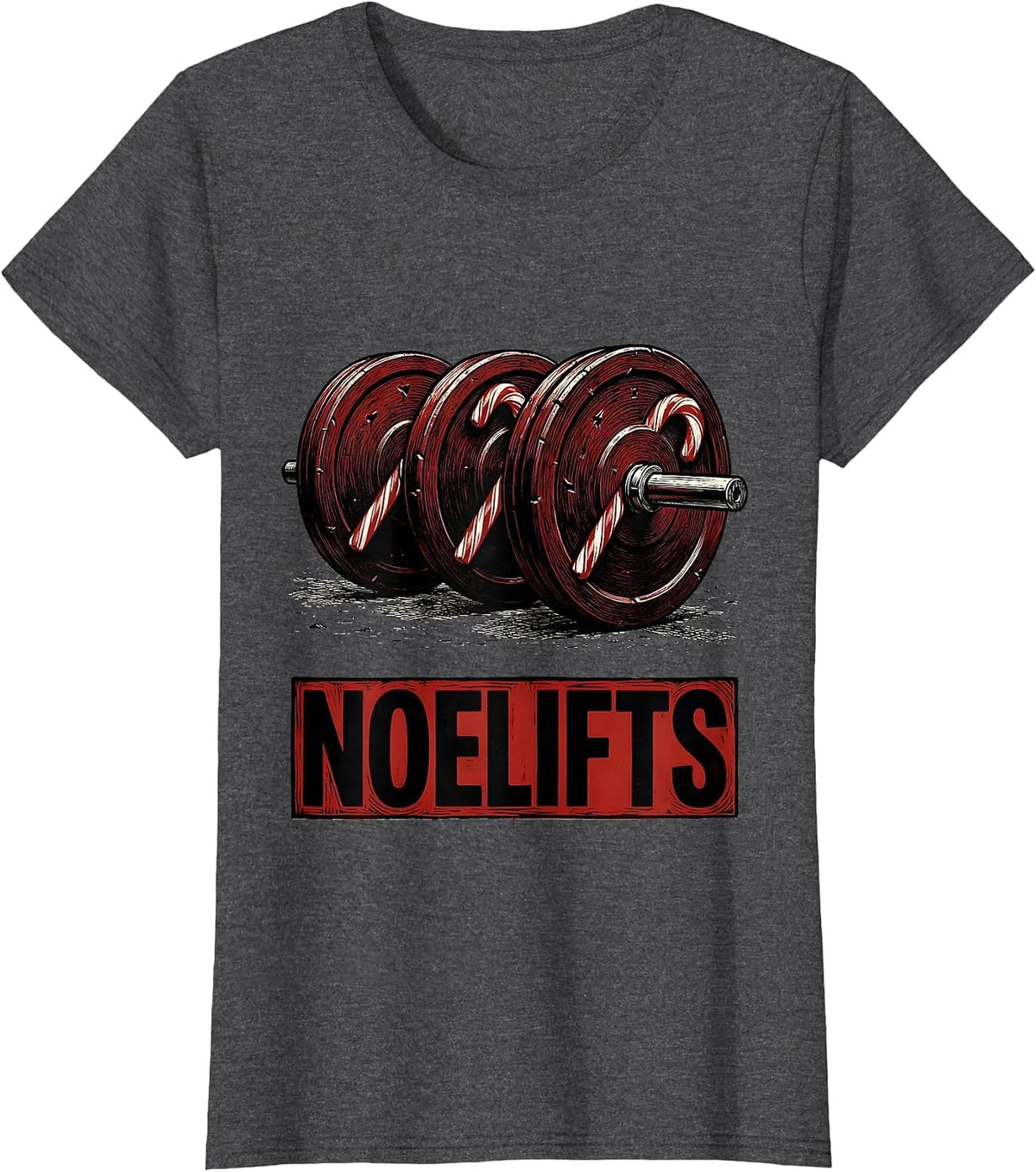 Women's Noelifts Funny Christmas Gym Weightlifting Workout Fitness T-Shirt - Dark Heather Grey